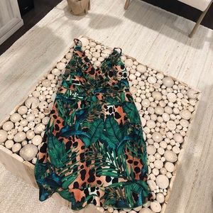 PLT Jungle-print low back mini dress
